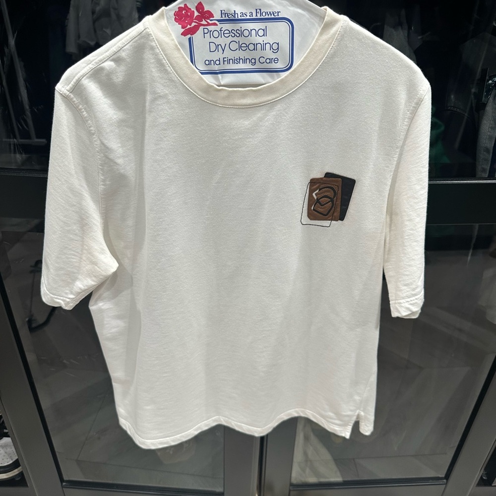 Hermes Kids Cream T-Shirt with Brown Patch